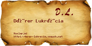 Dérer Lukrécia névjegykártya